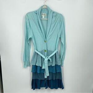 Matilda Jane Good Hart Neighborly Stroll Blue Ombré Tiered Longline Cardigan, S